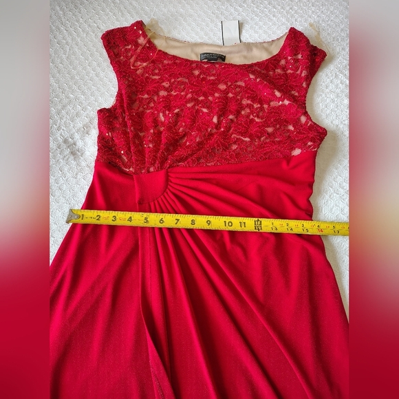 Connected Apparel Red Lace Dress Size 12 - Picture 6 of 10